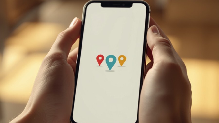 スマートフォンで歯科医院のアクセスページの地図と道順を確認する日本人の患者